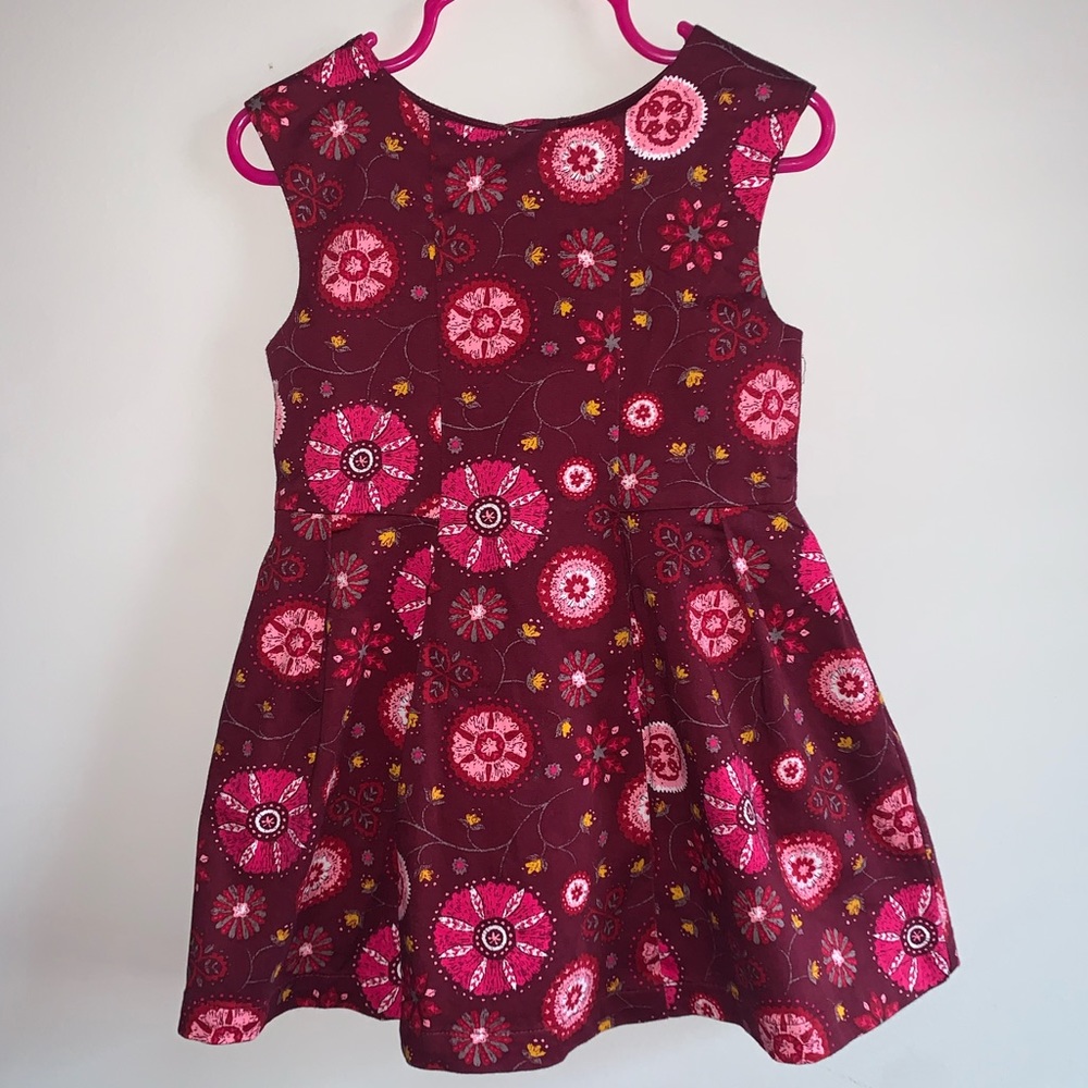 Toddler Dress Burgundy / pattern 2T